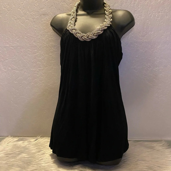 Spense Black Blouse with Chain Halter Top - Picture 9 of 16